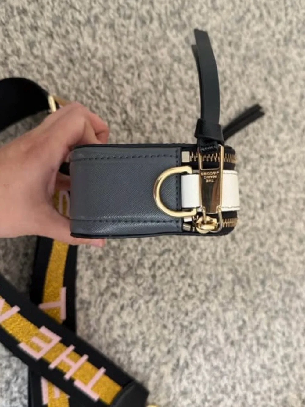 Marc Jacobs Black Crossbody Camera Bag with Logo Strap
